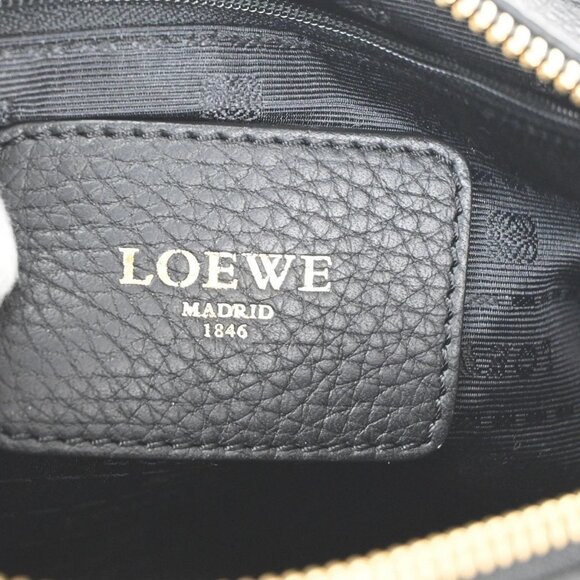 LOEWE Logo Anagram 2Way Shoulder Hand Bag Leather Black GHW Spain 95RL702 - Picture 11 of 16